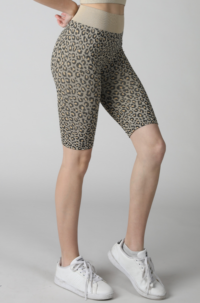 Leopard Nude Biker Shorts